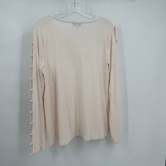 Neiman Marcus Womens Pullover‎ Top Size L Cut Out Sleeves Minimalist Old Money - Picture 2 of 7